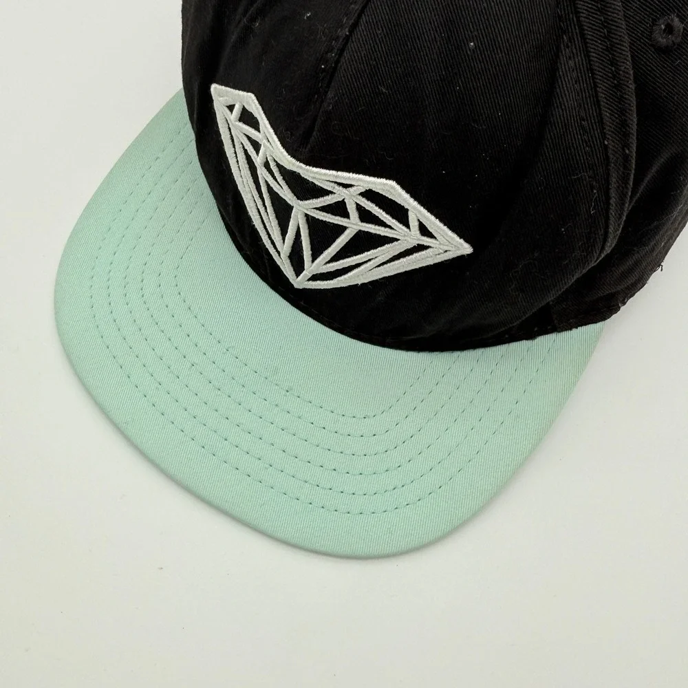 Diamond Supply Co Hat Snapback Men OSFM Black Mint Diamond Logo Skate Streetwear
